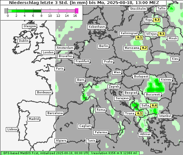 Niederschlag, 18. 8. 2025