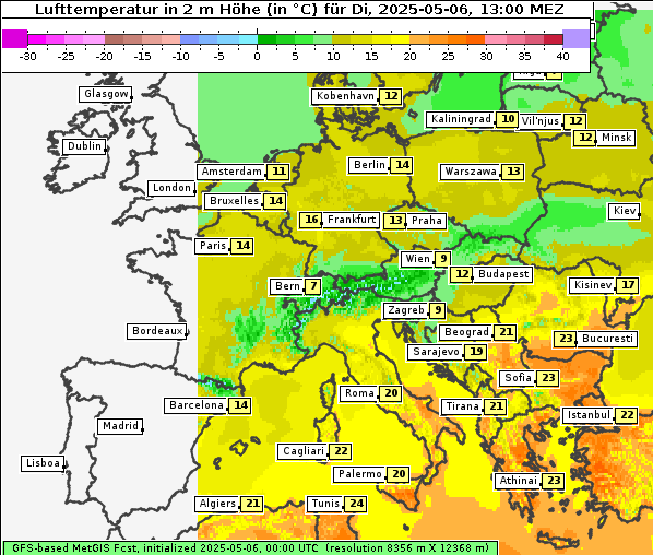 Temperatur, 6. 5. 2025