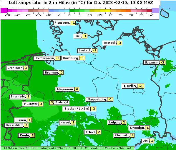 Temperatur, 19. 2. 2026