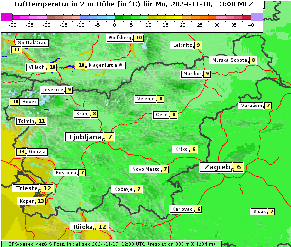 Temperatur, 18. 11. 2024