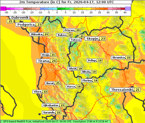 Temperatur, 17. 4. 2026