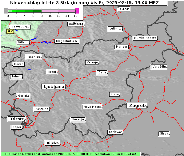Niederschlag, 15. 8. 2025