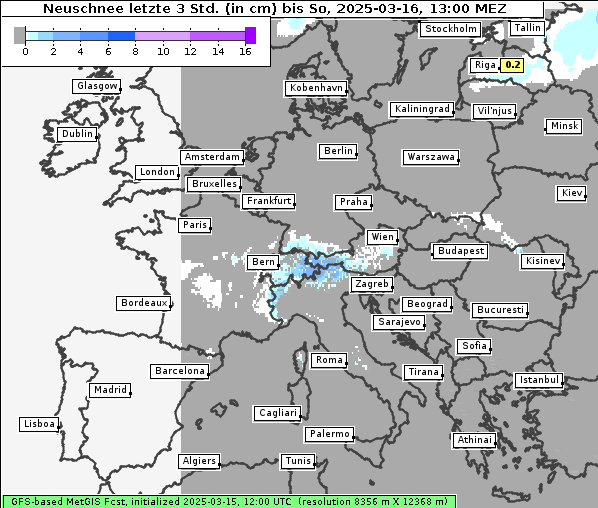 Neuschnee, 16. 3. 2025