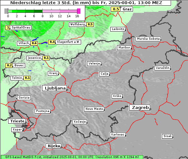 Niederschlag, 1. 8. 2025