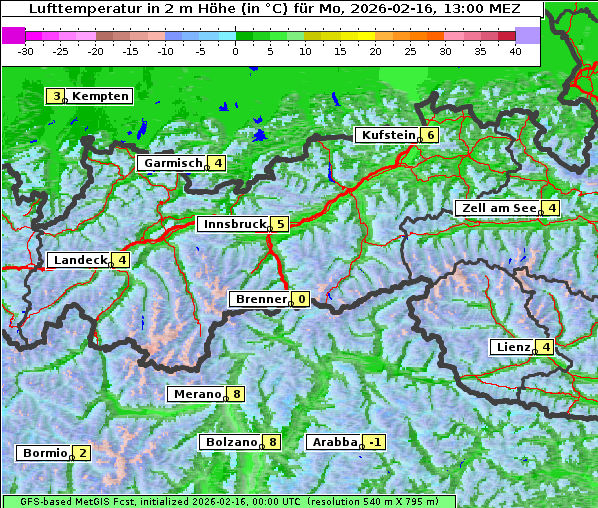 Temperatur, 16. 2. 2026