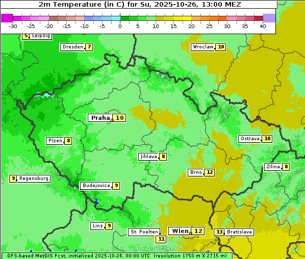 Temperatur, 26. 10. 2025
