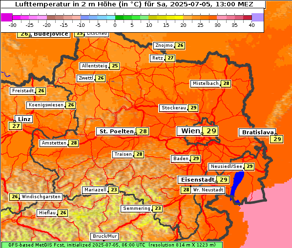 Temperatur, 5. 7. 2025