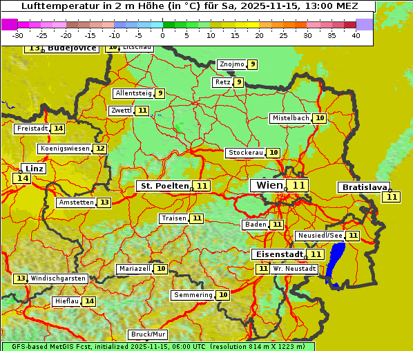 Temperatur, 15. 11. 2025