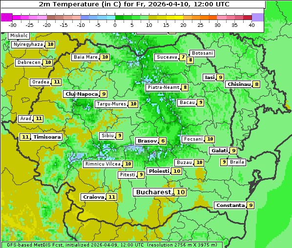 Temperatur, 10. 4. 2026