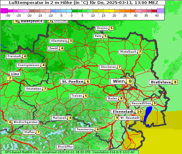 Temperatur, 13. 3. 2025