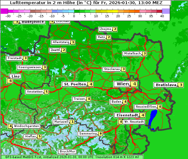 Temperatur, 30. 1. 2026