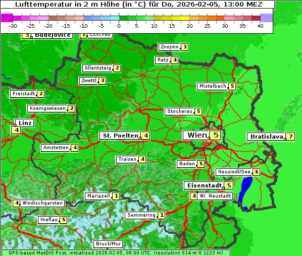 Temperatur, 5. 2. 2026