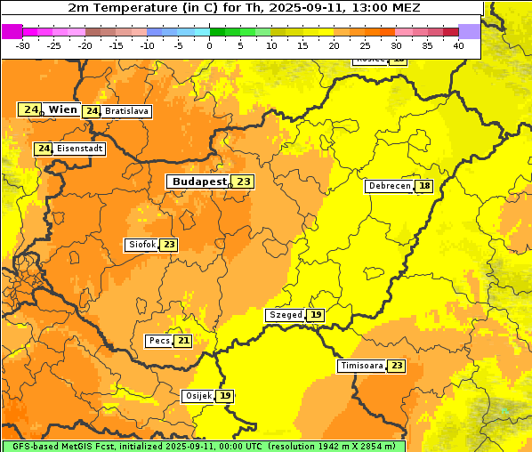 Temperatur, 11. 9. 2025