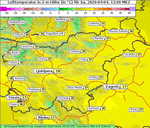Temperatur, 4. 4. 2026