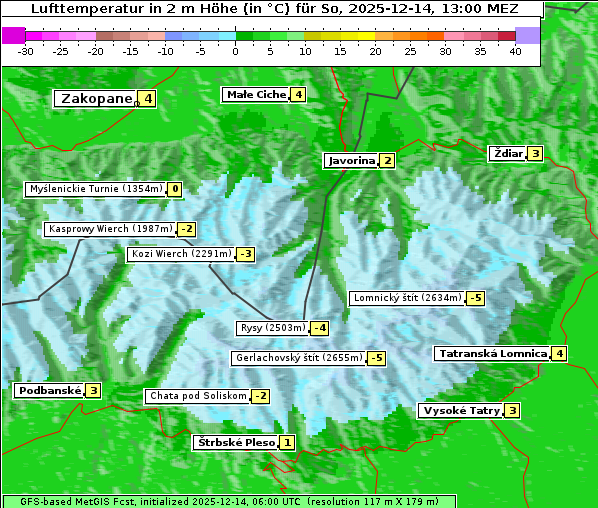 Temperatur, 14. 12. 2025