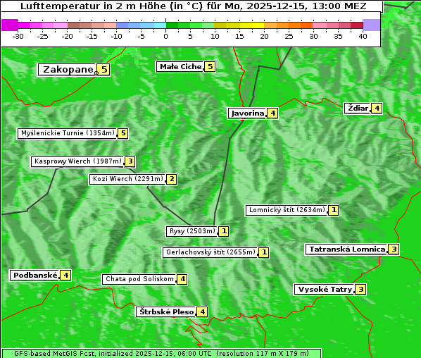 Temperatur, 15. 12. 2025