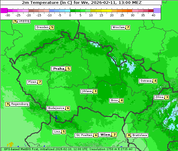 Temperatur, 11. 2. 2026