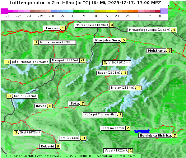 Temperatur, 17. 12. 2025