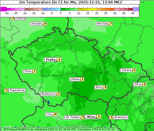 Temperatur, 15. 12. 2025