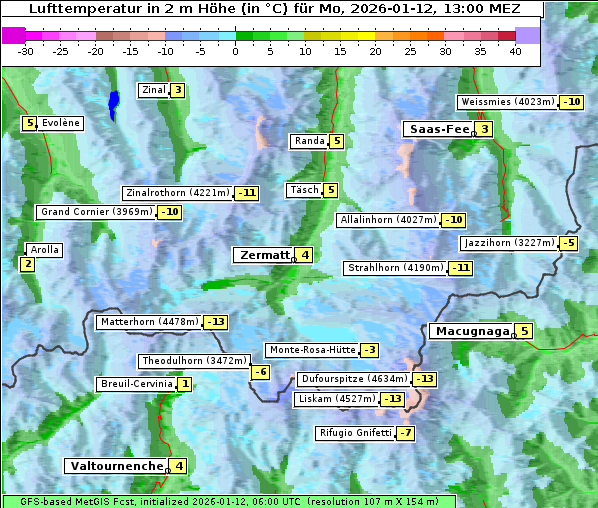 Temperatur, 12. 1. 2026