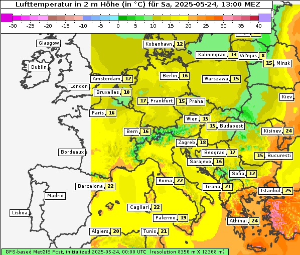 Temperatur, 24. 5. 2025
