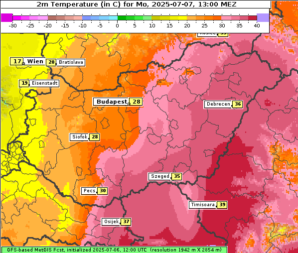 Temperatur, 7. 7. 2025