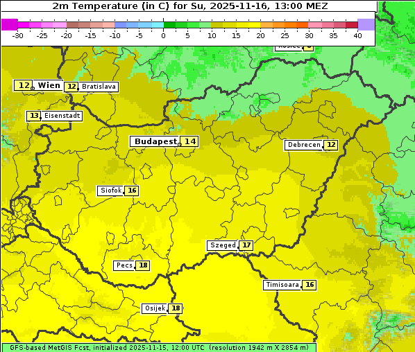 Temperatur, 16. 11. 2025