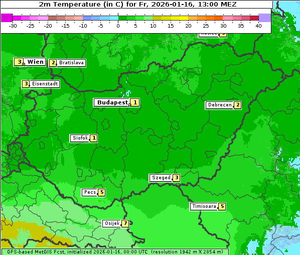 Temperatur, 16. 1. 2026