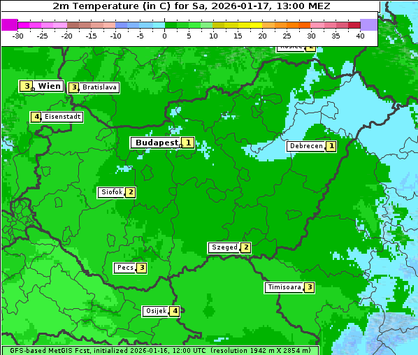Temperatur, 17. 1. 2026