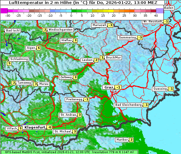 Temperatur, 22. 1. 2026