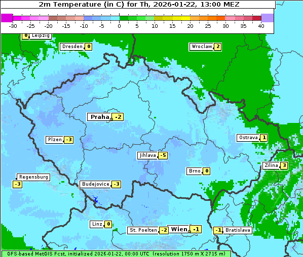 Temperatur, 22. 1. 2026