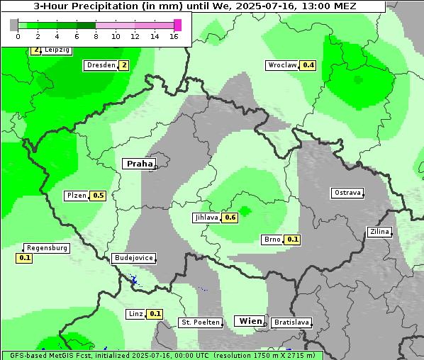Niederschlag, 16. 7. 2025