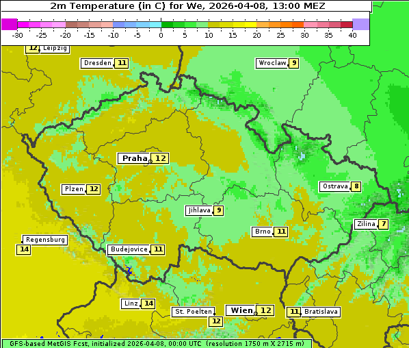 Temperatur, 8. 4. 2026