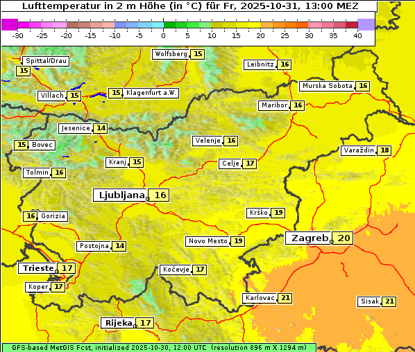 Temperatur, 31. 10. 2025