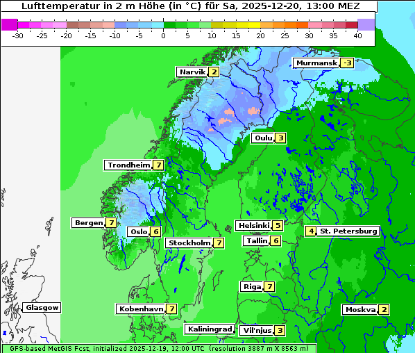 Temperatur, 20. 12. 2025