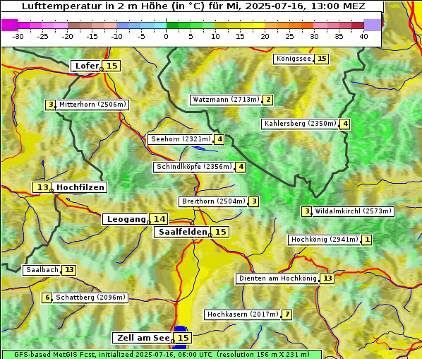 Temperatur, 16. 7. 2025