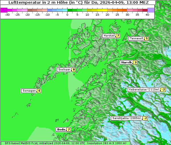 Temperatur, 9. 4. 2026