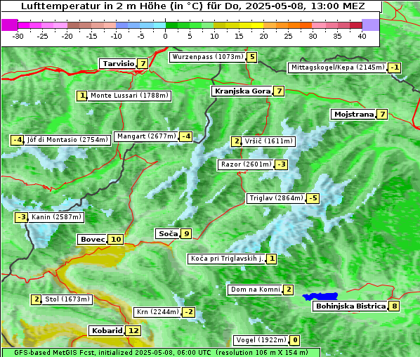 Temperatur, 8. 5. 2025