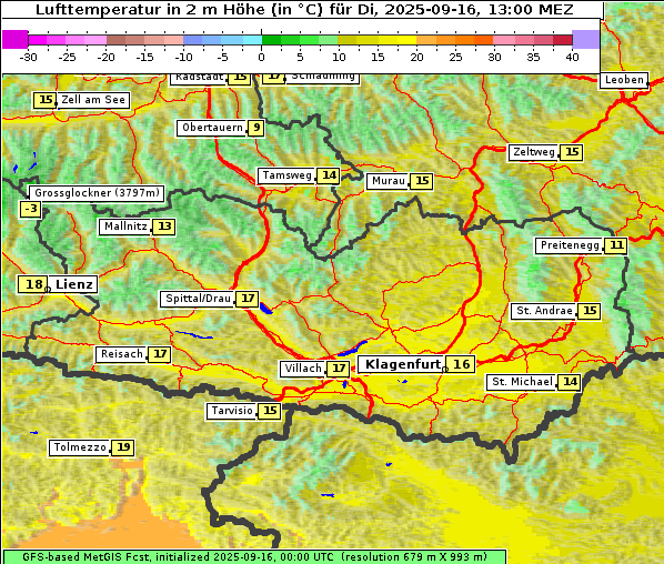 Temperatur, 16. 9. 2025