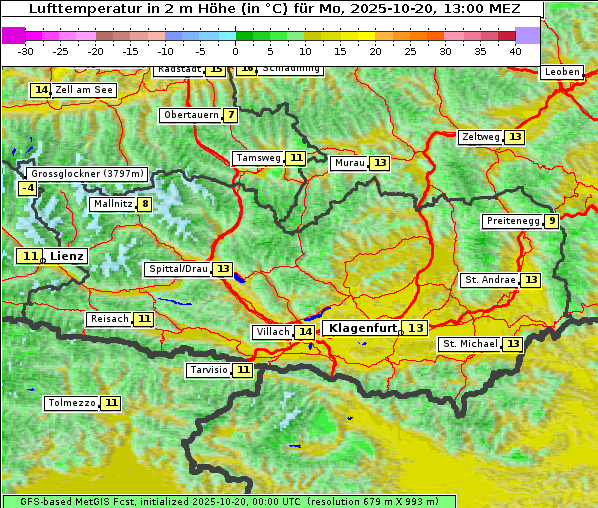 Temperatur, 20. 10. 2025