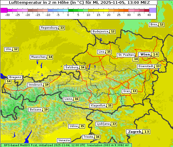 Temperatur, 5. 11. 2025