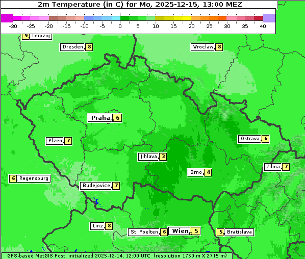 Temperatur, 15. 12. 2025