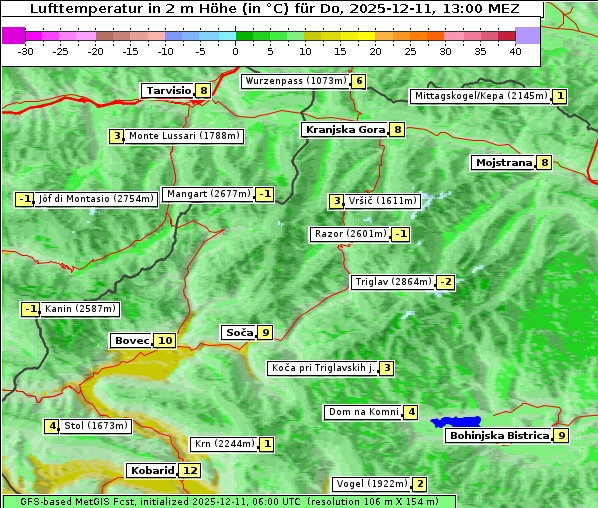 Temperatur, 11. 12. 2025