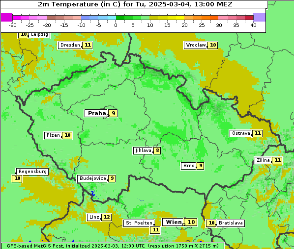 Temperatur, 4. 3. 2025