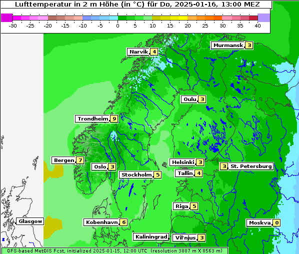 Temperatur, 16. 1. 2025