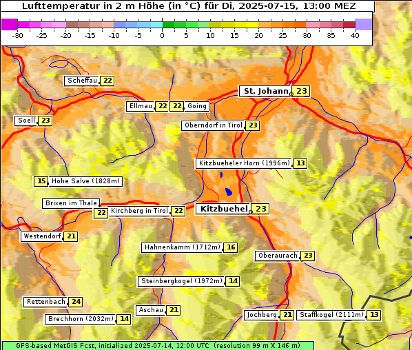 Temperatur, 15. 7. 2025