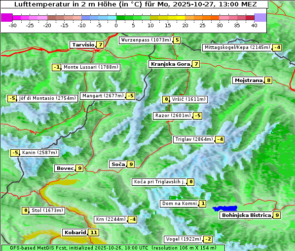Temperatur, 27. 10. 2025