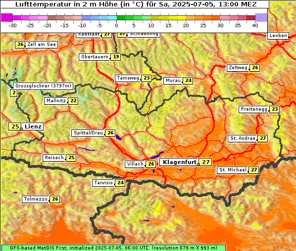 Temperatur, 5. 7. 2025