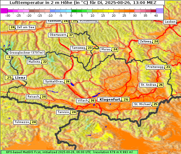 Temperatur, 26. 8. 2025