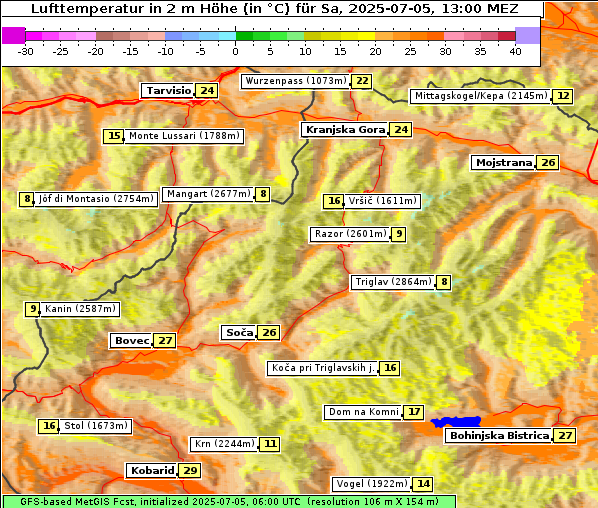 Temperatur, 5. 7. 2025
